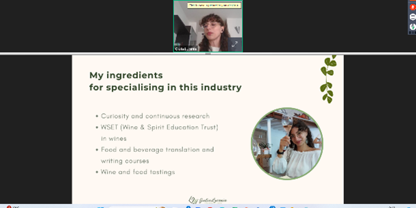 Guilia Lucania yn annerch cynhadledd ar-lein y CIOL